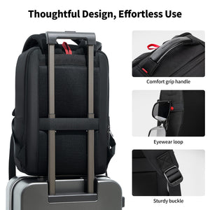 OIWAS 15.6 inch laptop backpack black, lightweight water-resistant business travel bag for men women
