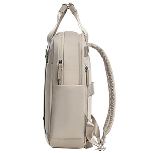 OIWAS Women's Laptop Backpack Apricot Side View – Slim Profile Design