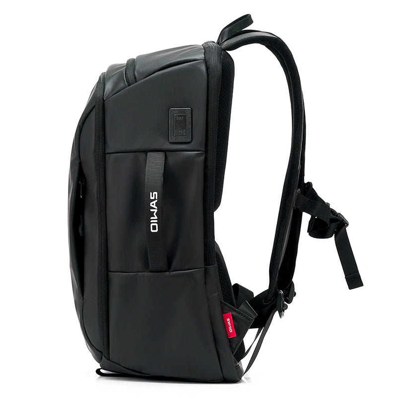 OIWAS laptop backpack side detail – water-resistant nylon