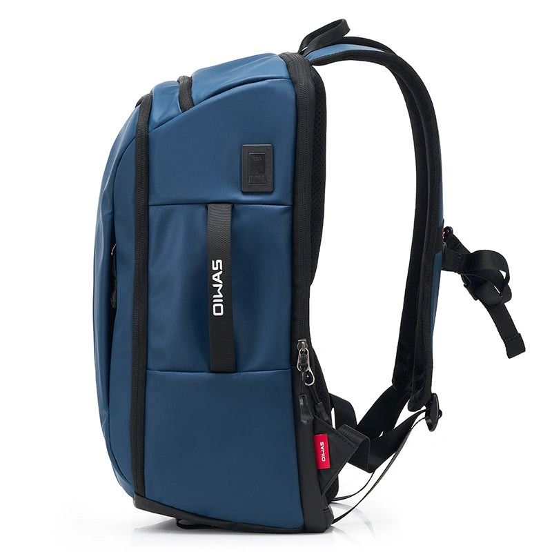 OIWAS laptop backpack side detail – water-resistant nylon
