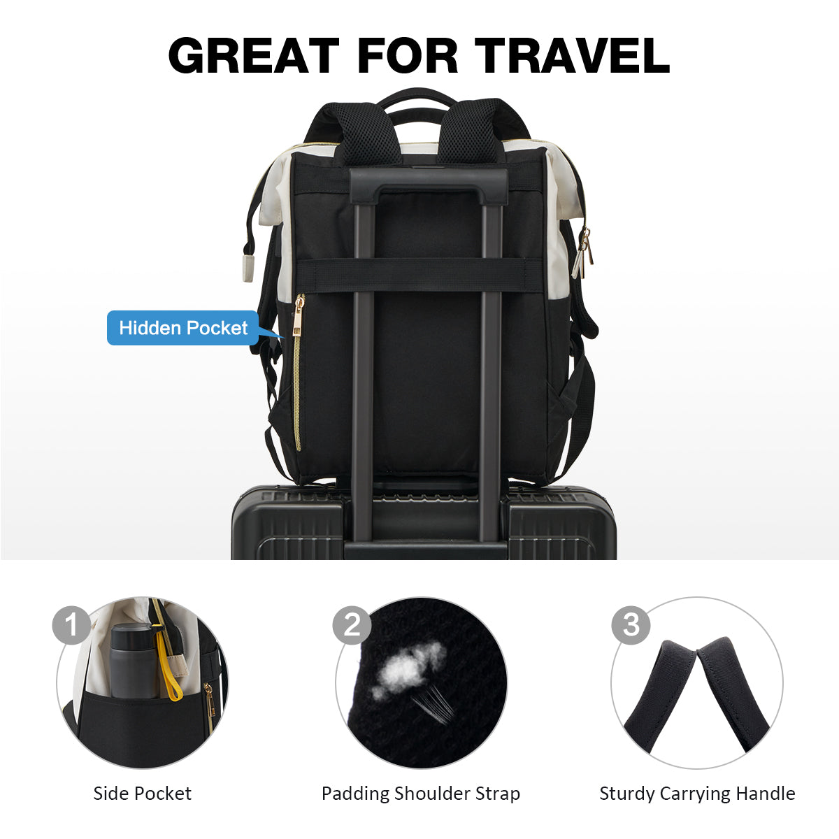 backpack travel lunch laptop OIWAS Lunch Backpack – Waterproof & Insulated Bag for Picnics & Outdoor Trips Black