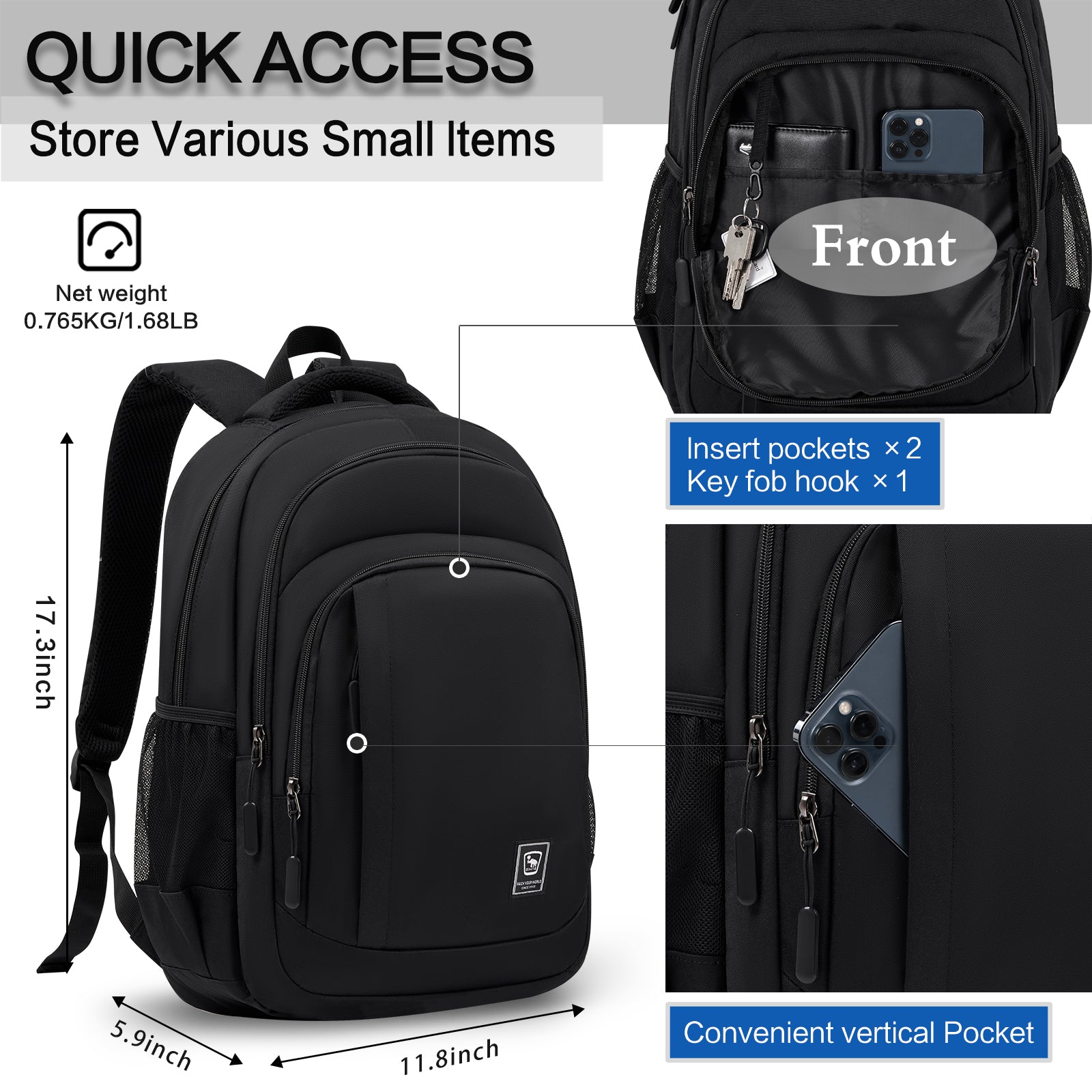 OIWAS-Multi-Purpose-Laptop-Backpack-Black-Quick-Access