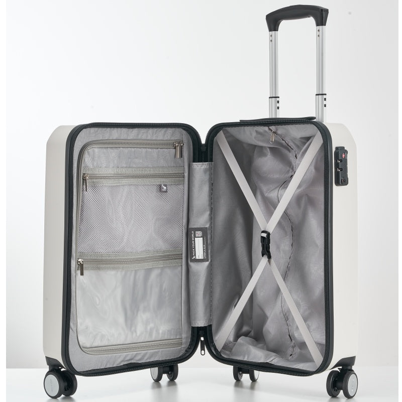 Interior of OIWAS NEST Collection CarryOn suitcase with wet-dry separation and smart organization compartments for clutter-free packing.