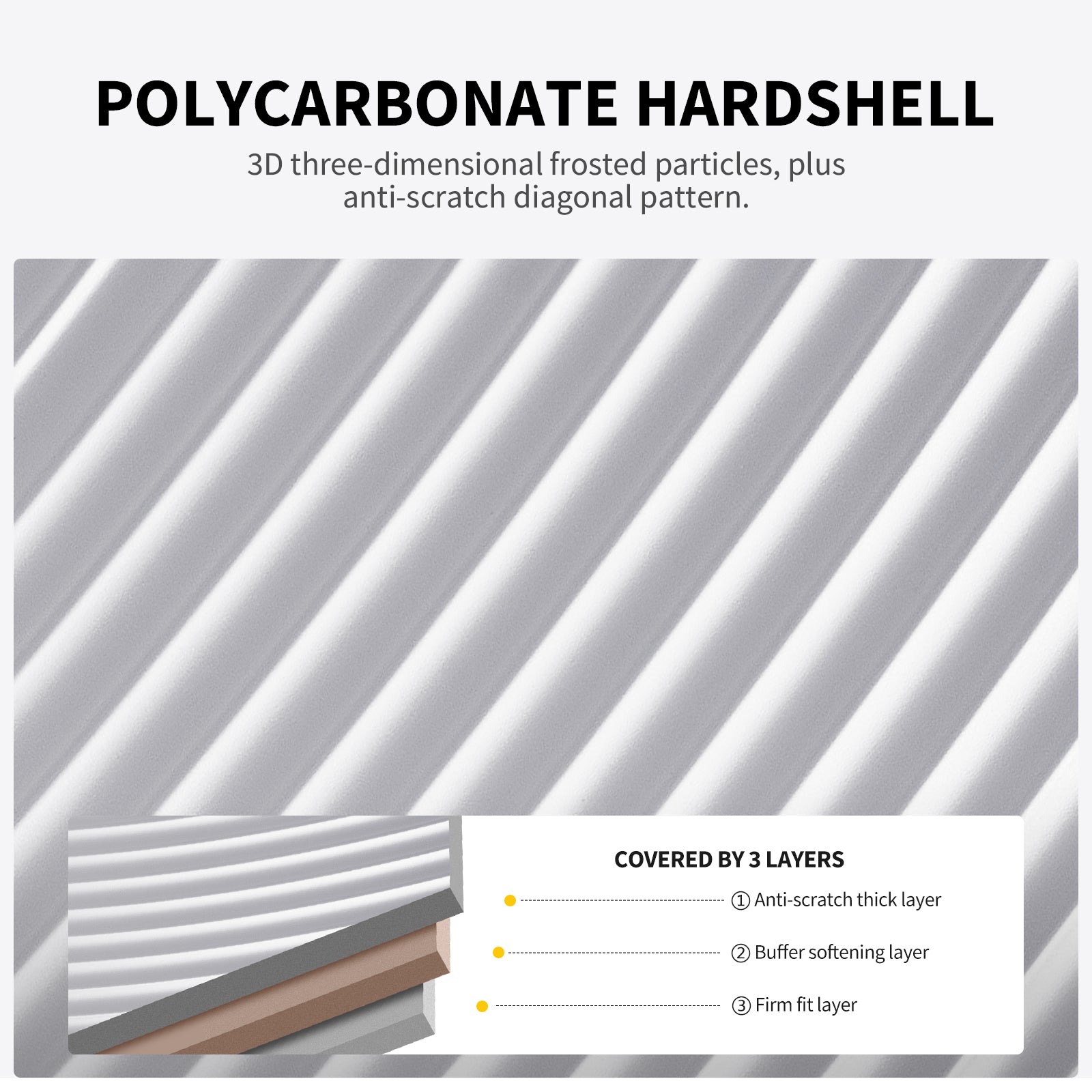 OIWAS SMOOTH Series Front Opening 20”Carry On Luggage: made with high-quality polycarbonate hardshell, 3D frosted particles, plus anti-scratch diagonal pattern