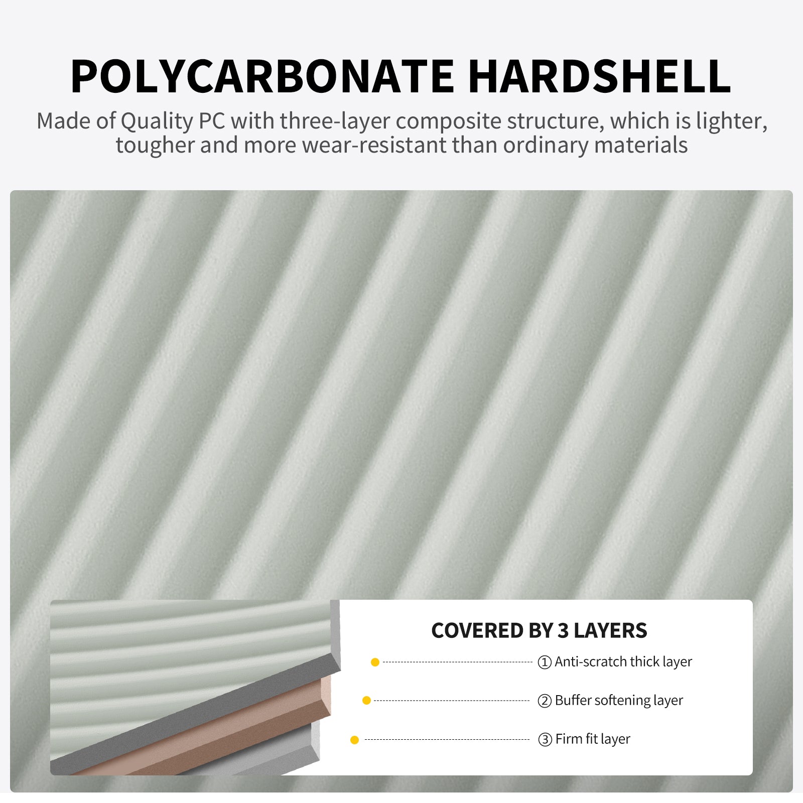 OIWAS SMOOTH Series Front Opening 20”Carry On Luggage: made with high-quality polycarbonate hardshell, 3D frosted particles, plus anti-scratch diagonal pattern