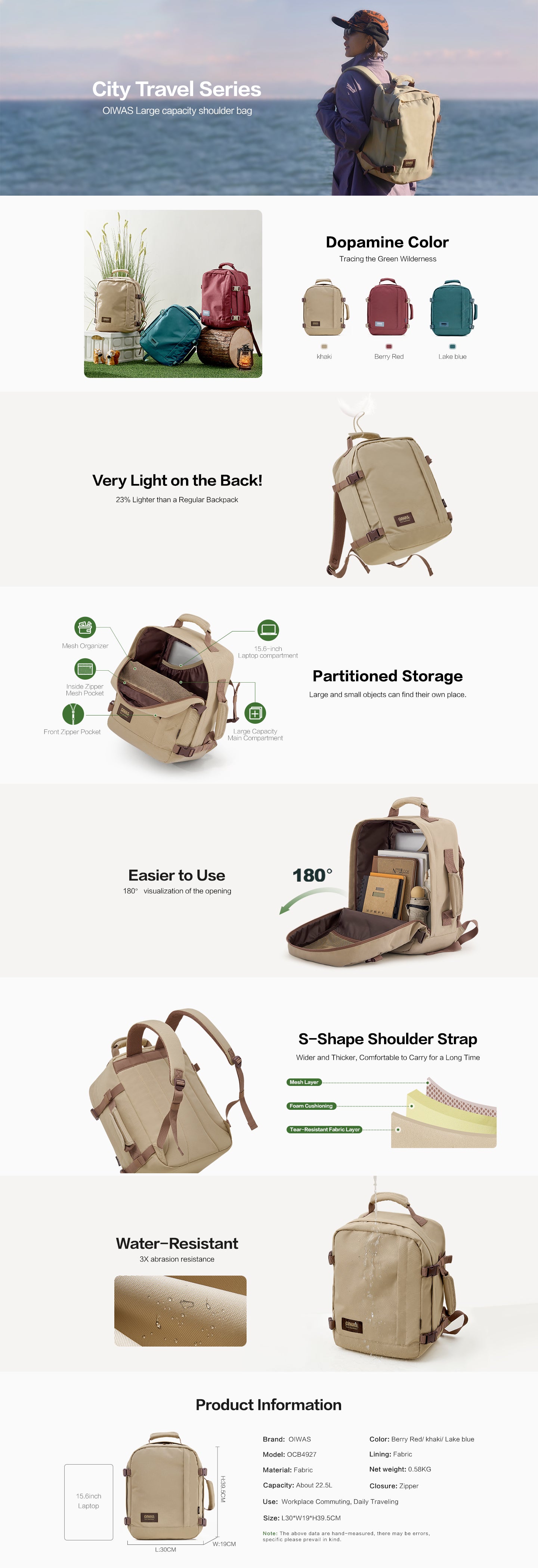 OIWAS Large-Capacity Leisure Travel Backpack – Pack More, Stress Less