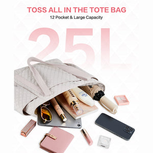 OIWAS large tote bag with 12 pockets holding laptop and gym gear