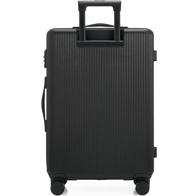 Black suitcase with a textured surface on a white background — OIWAS Edge Collection