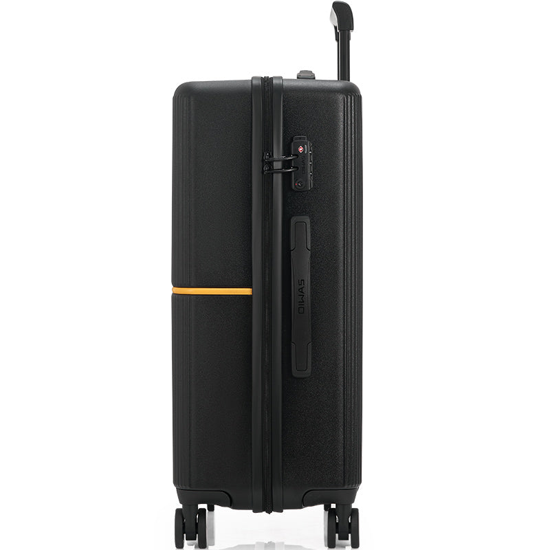 Black suitcase with a yellow band on a white background — OIWAS Edge Collection