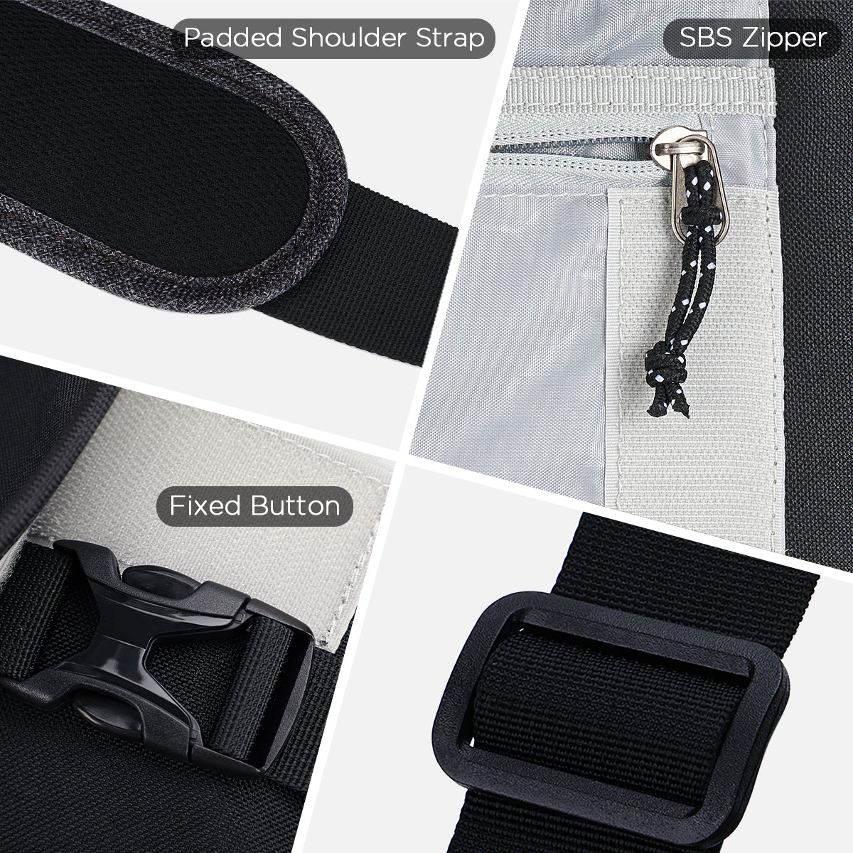 OIWAS multi-compartment messenger bag featuring padded shoulder strap, durable SBS zippers, and secure fixed buttons for organized, comfortable carry.