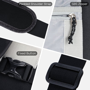 OIWAS multi-compartment messenger bag featuring padded shoulder strap, durable SBS zippers, and secure fixed buttons for organized, comfortable carry.