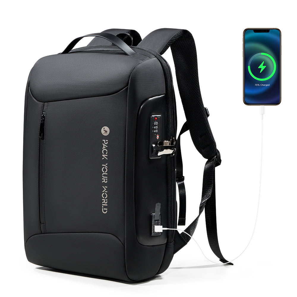 OIWAS Anti-Theft Backpack with Password Lock & USB Charging Port