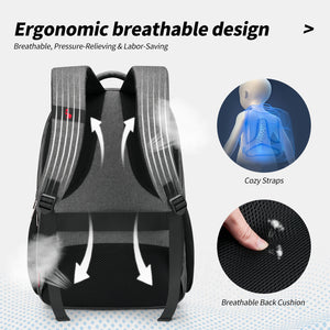 Padded 17-inch laptop compartment in OIWAS backpack with soft fleece lining to protect MacBook Pro, Dell, or Lenovo laptops.