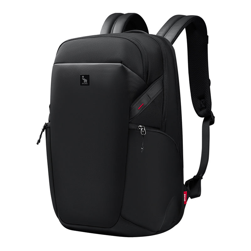 OIWAS ELEPHANTOM 16-inch laptop backpack with trolley sleeve, worn by traveler in urban setting — sleek, lightweight design for daily commute and business travel