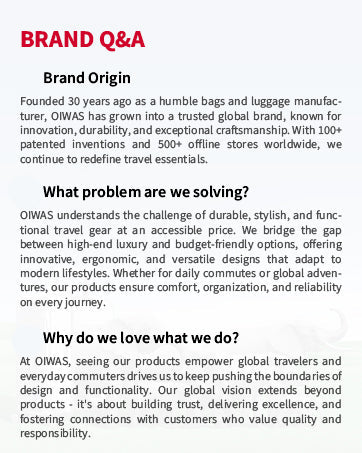 OIWAS customer support Q&A section—quick answers to shipping, returns, warranty, and product care questions.